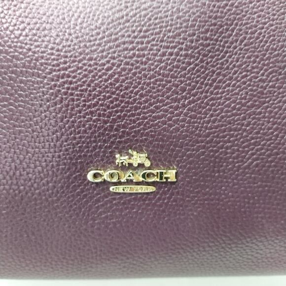 Coach Edie Purple Pebbled Leather Turnlock Chain Strap Shoulder Bag - Picture 5 of 16